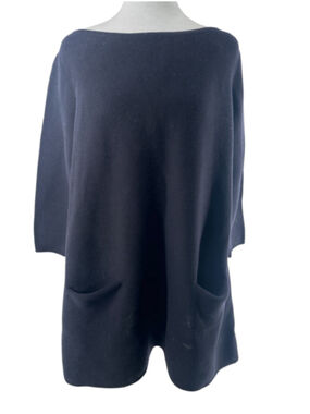Cos Ladies sweater Tunic Style Lagenlook Chunky Cotton Dark Blue sz m